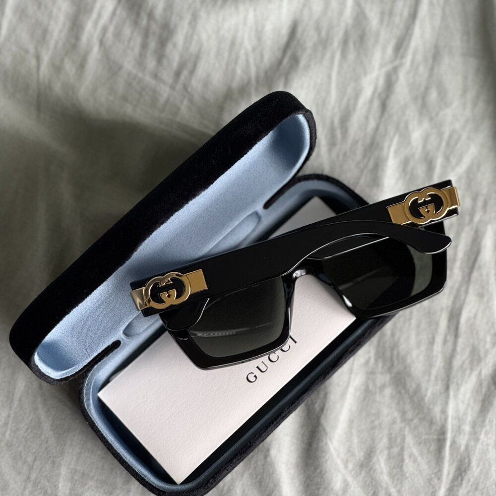 Gucci Women Sunglasses Black Grey Square GG1689S 001 NEW AUTHENTIC - Picture 4 of 16